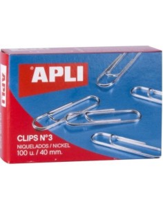 C 10 CAJAS 100 CLIPS NIQUELADOS 40MM Nº3 APLI